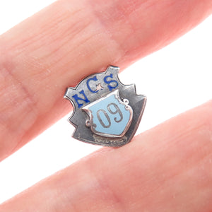 BASTIAN BROTHERS 925 Sterling Silver Antique 1909 Enamel NCS College Pin Brooch
