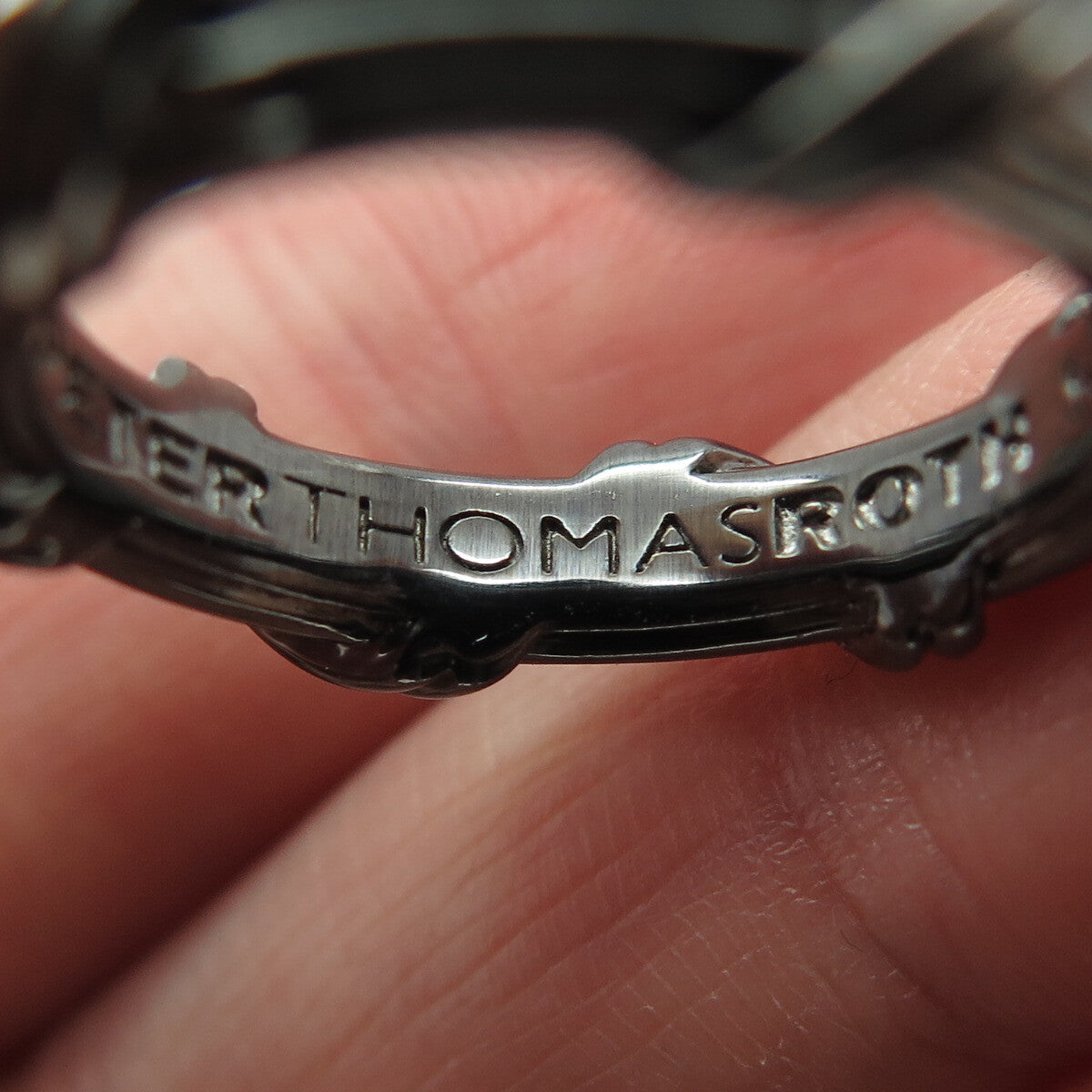 PETER THOMAS ROTH 925 Sterling Silver Black Rhodium Modernist Band Ring Size 7