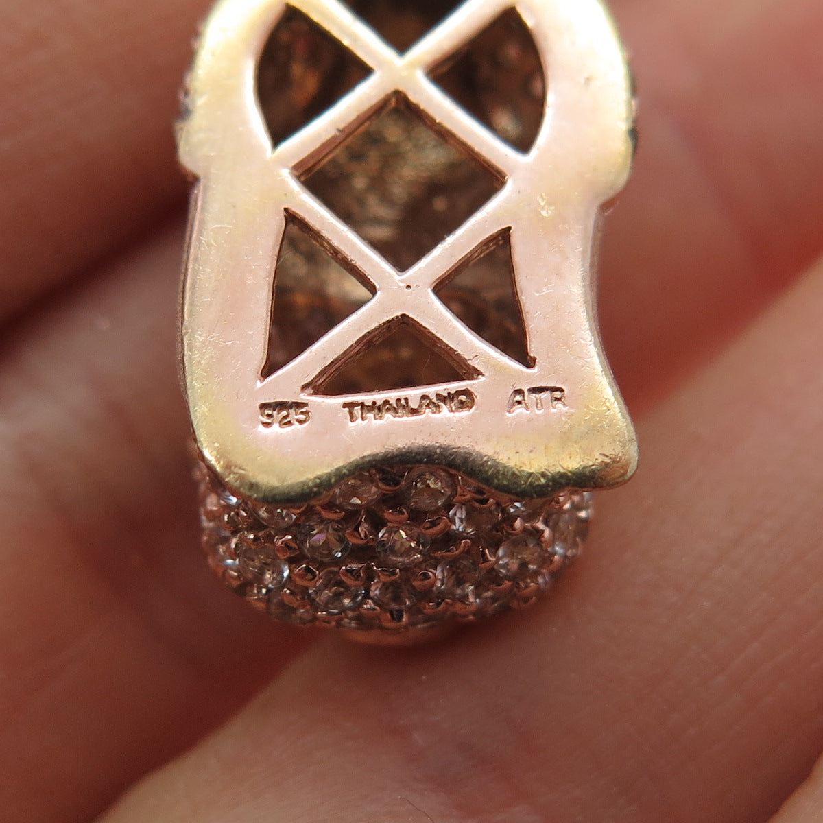 925 Sterling Silver Rose Gold Plated Real Amethyst & Topaz Pig 3D Charm Pendant