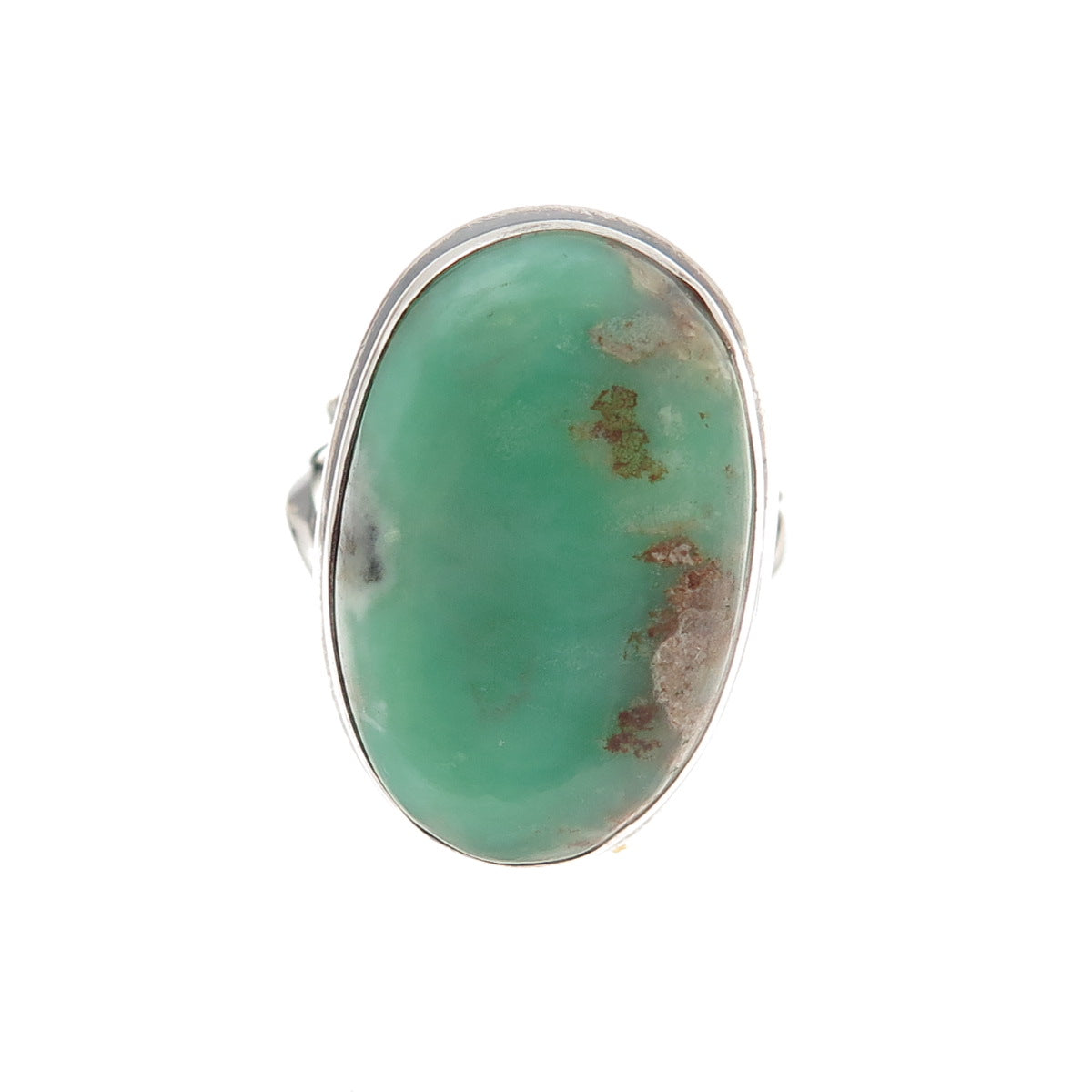 925 Sterling Silver Vintage Real Cabochon Chrysoprase Ring Size 9.5