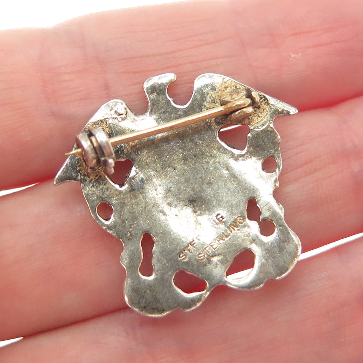 925 Sterling Silver 2-Tone Antique WWII US Navy Officer Pin Brooch
