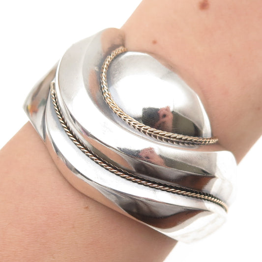 Chapal Zenray 925 Sterling 14K Gold Vintage Heavy 67.2g Adjustable Bracelet 6"