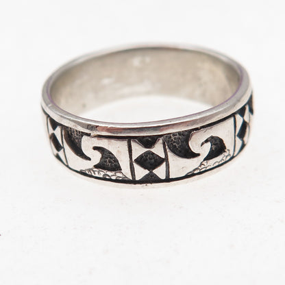 Peter Stone 925 Sterling Silver Vintage Celtic Oxidized Band Ring Size 8.25