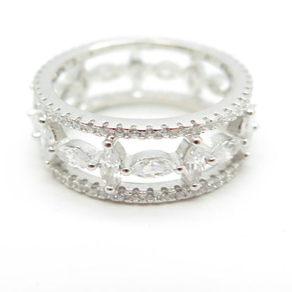 925 Sterling Silver Multi-C Z All Around Eternity Band Ring Size 6.25