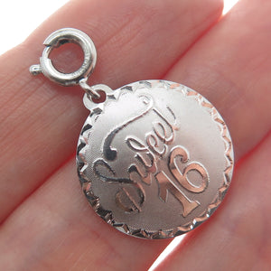 JEWELART 925 Sterling Silver Vintage Sweet 16 Spring Ring Lock Charm Pendant