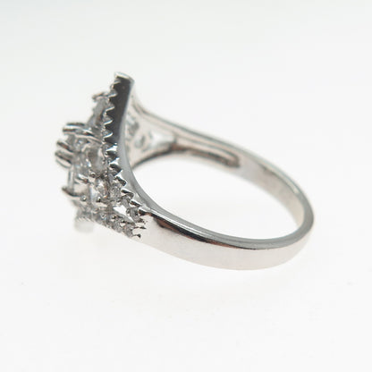 JCM Jacmel Mauritius 925 Sterling Silver Marquise & Round-Cut C Z Ring Size 8.5