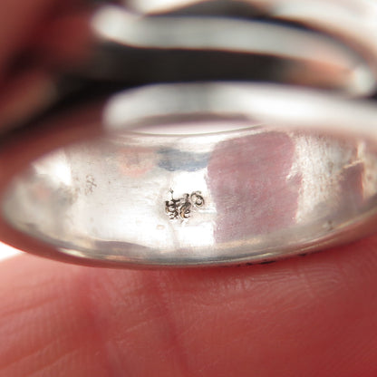 925 Sterling Silver Vintage Woven Oxidized Rotating Band Ring Size 7.5
