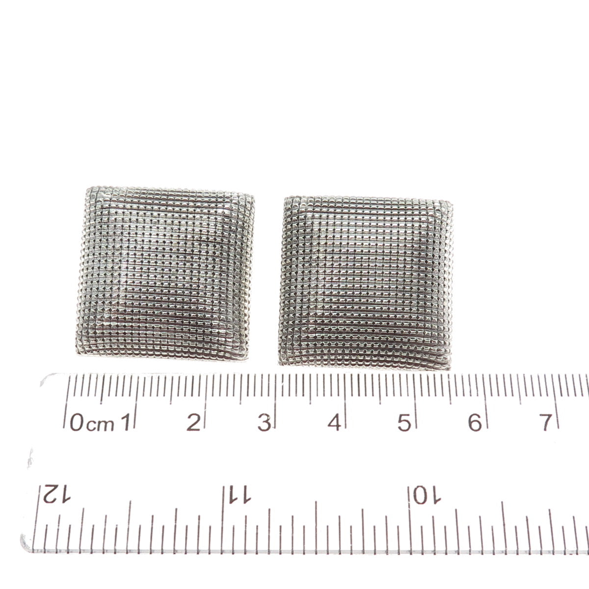 970 Silver Vintage Mexico Modernist Puffy Pillow Clip On Earrings