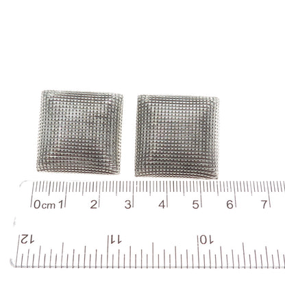 970 Silver Vintage Mexico Modernist Puffy Pillow Clip On Earrings