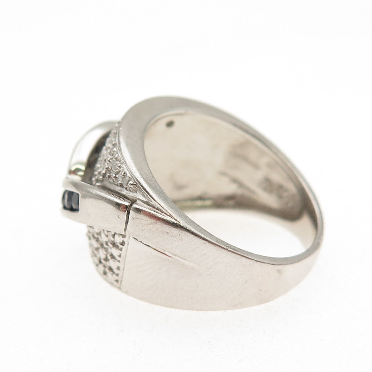 Ross Simons 925 Sterling Silver Real Diamond Accent & Sapphire Ring Size 6.25