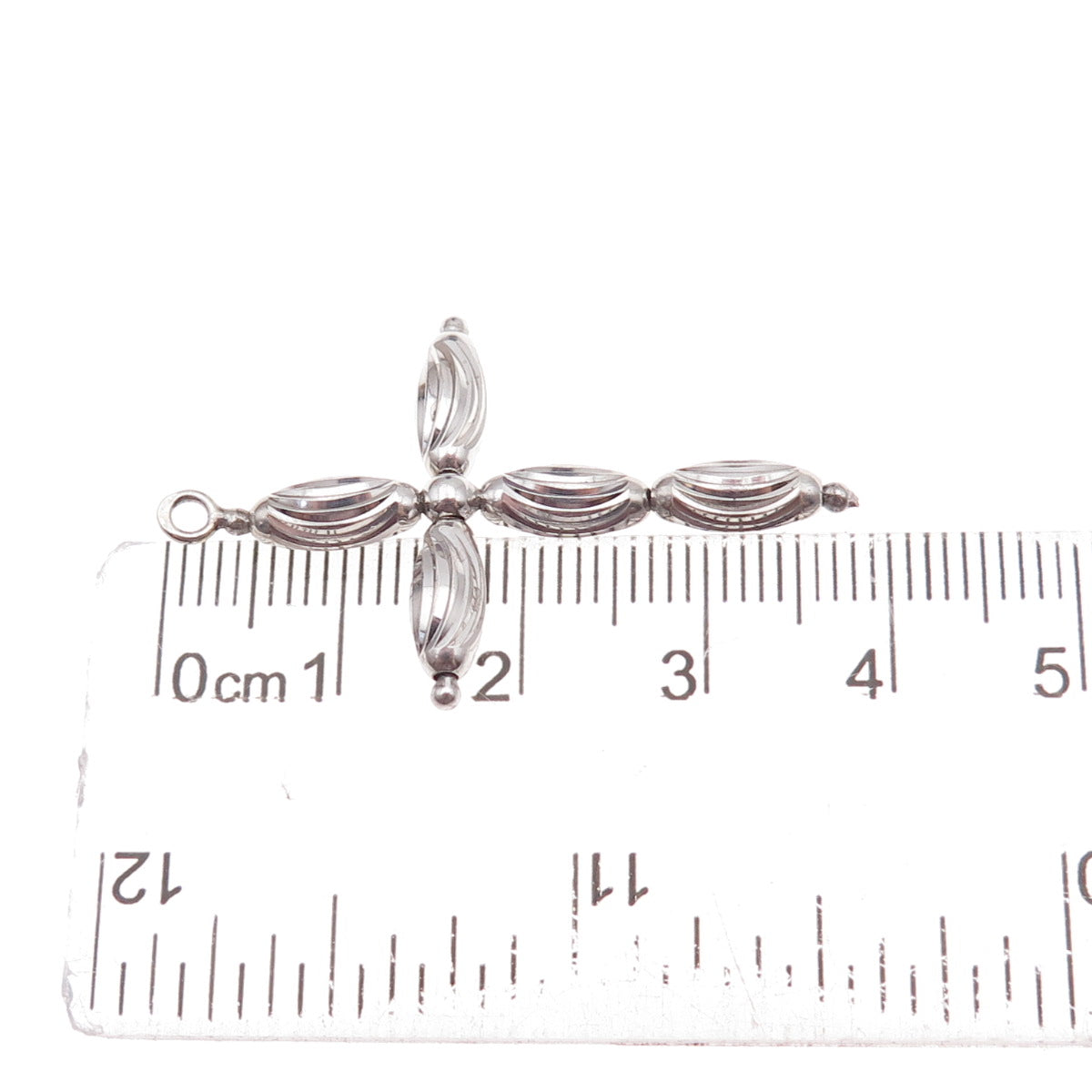 925 Sterling Silver Cross Beaded Charm Pendant