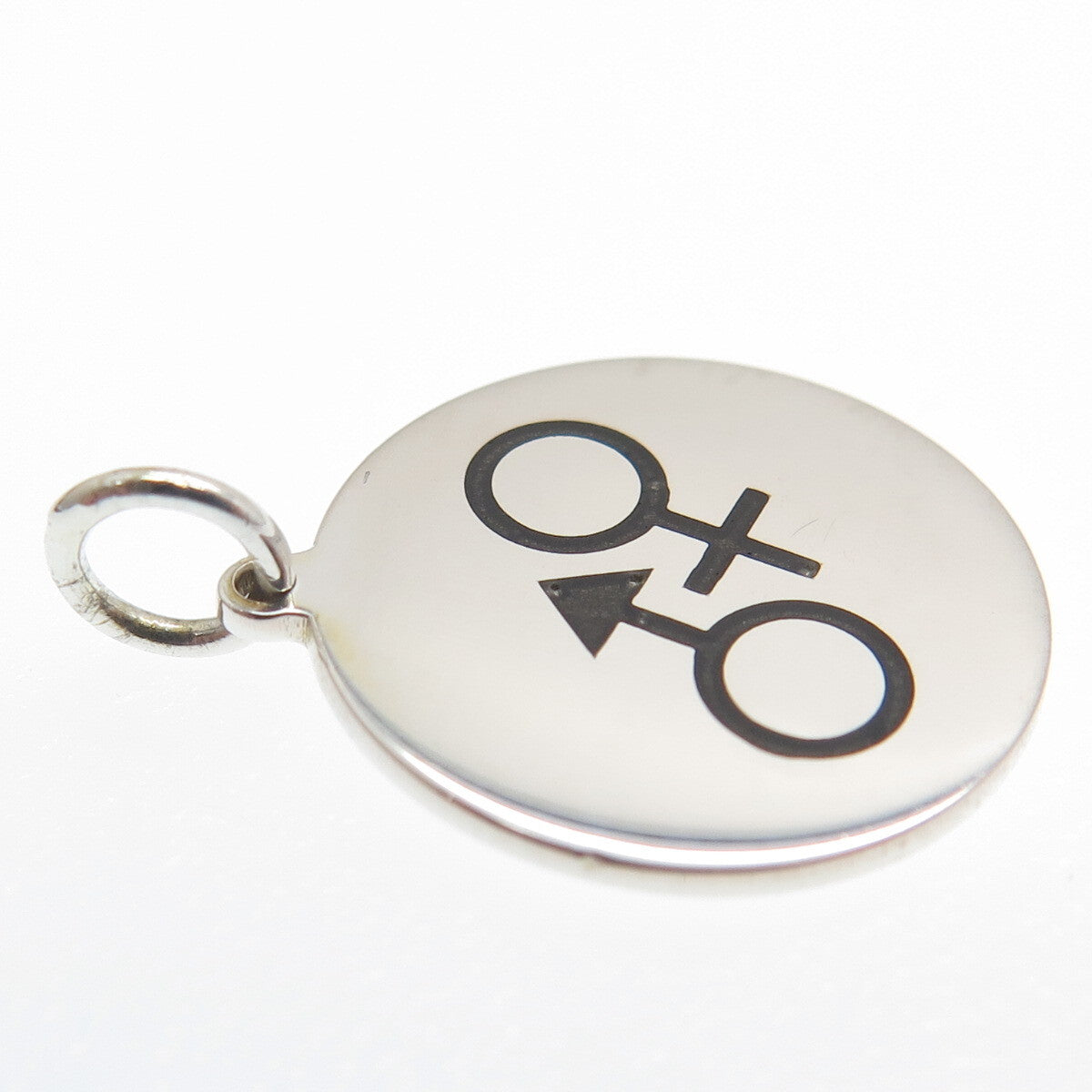 925 Sterling Silver Black Enamel Male & Female Sign Minimalist Charm Pendant