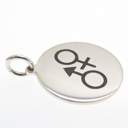 925 Sterling Silver Black Enamel Male & Female Sign Minimalist Charm Pendant