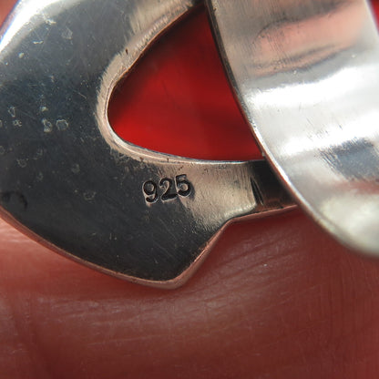 925 Sterling Silver Vintage Real Carnelian Modernist Arrow Ring Size 9