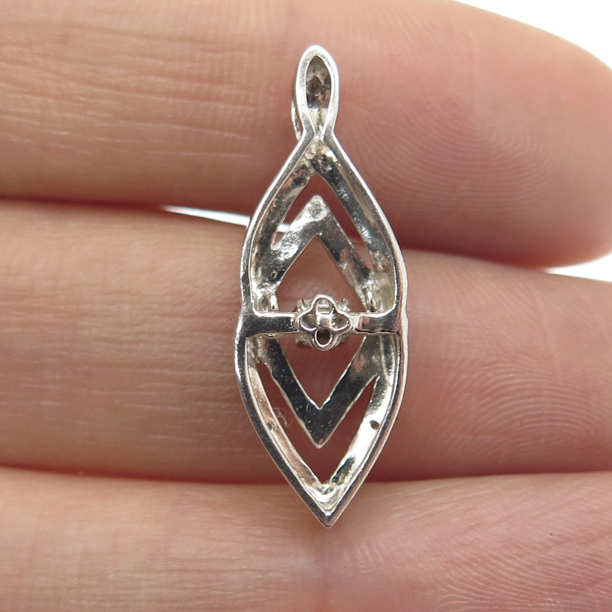 925 Sterling Silver Real Round-Cut Diamond Accent Interlocked Pendant