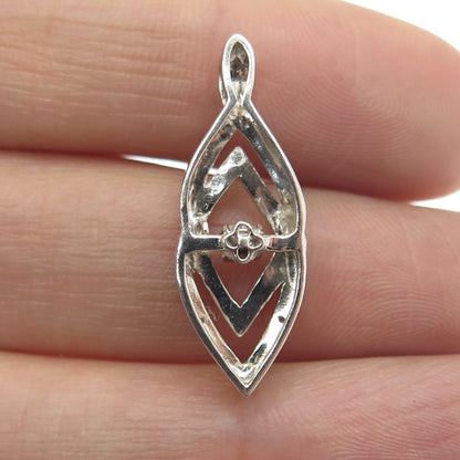 925 Sterling Silver Real Round-Cut Diamond Accent Interlocked Pendant
