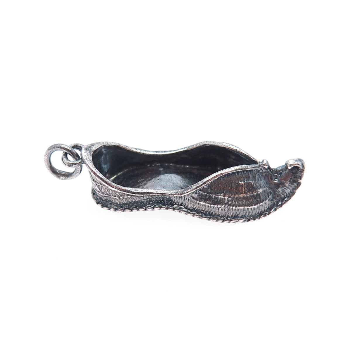 925 Sterling Silver Vintage Dutch Clogs Oxidized 3D Charm Pendant