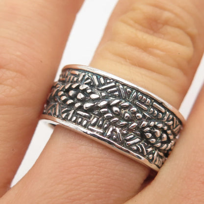 925 Sterling Silver Vintage Ethnic Band Ring Size 8.75