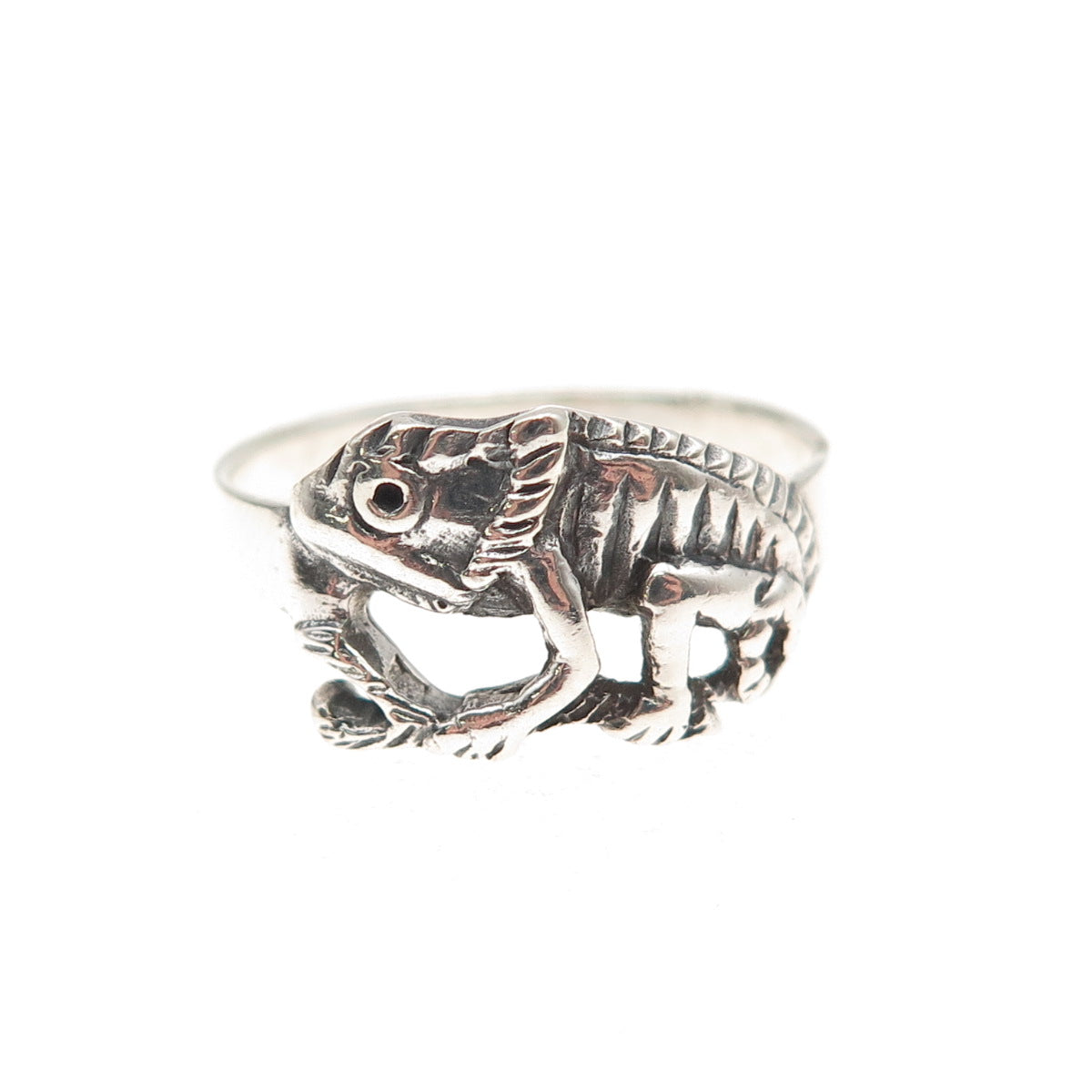 925 Sterling Silver Vintage Chameleon Oxidized Ring Size 6.75