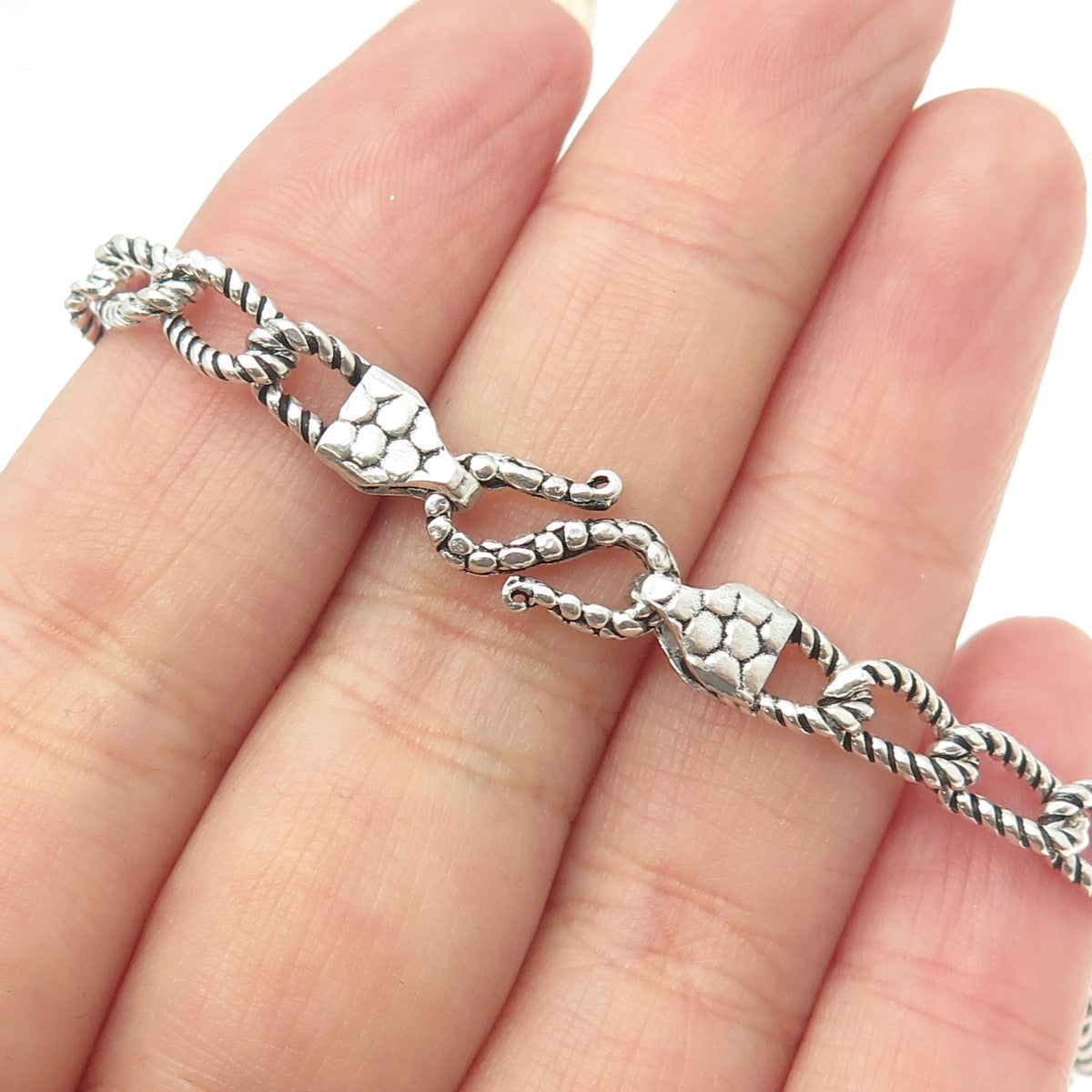 925 Sterling Silver Roped Curb Link Kali Bracelet 7.75"