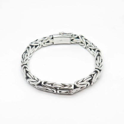 925 Sterling Silver Vintage Byzantine Link Bracelet 7.25"