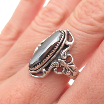 Wheeler Mfg Old Pawn 925 Sterling Silver Vintage Hematite Oxidized Ring Size 10