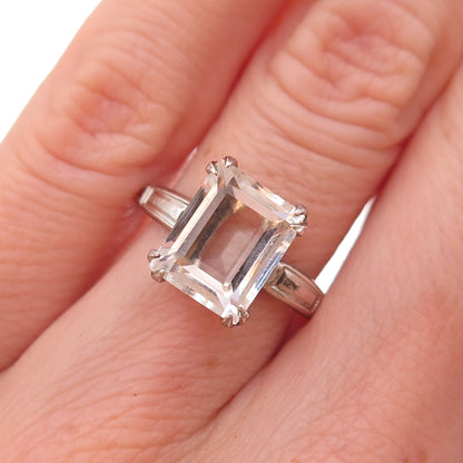 McGrath Hamin 925 Sterling Antique Art Deco Rhinestone Engagement Ring Size 5.75