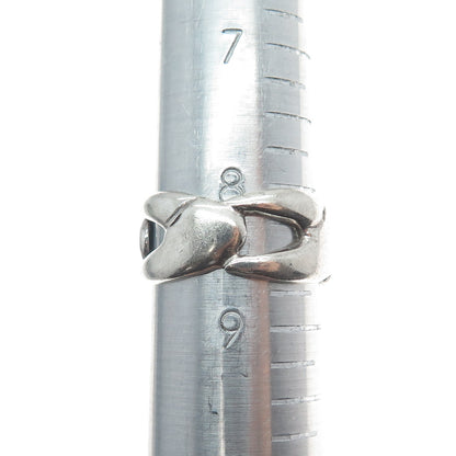 925 Sterling Silver Vintage Modernist Overlap Band Oxidized Ring Size 8.75