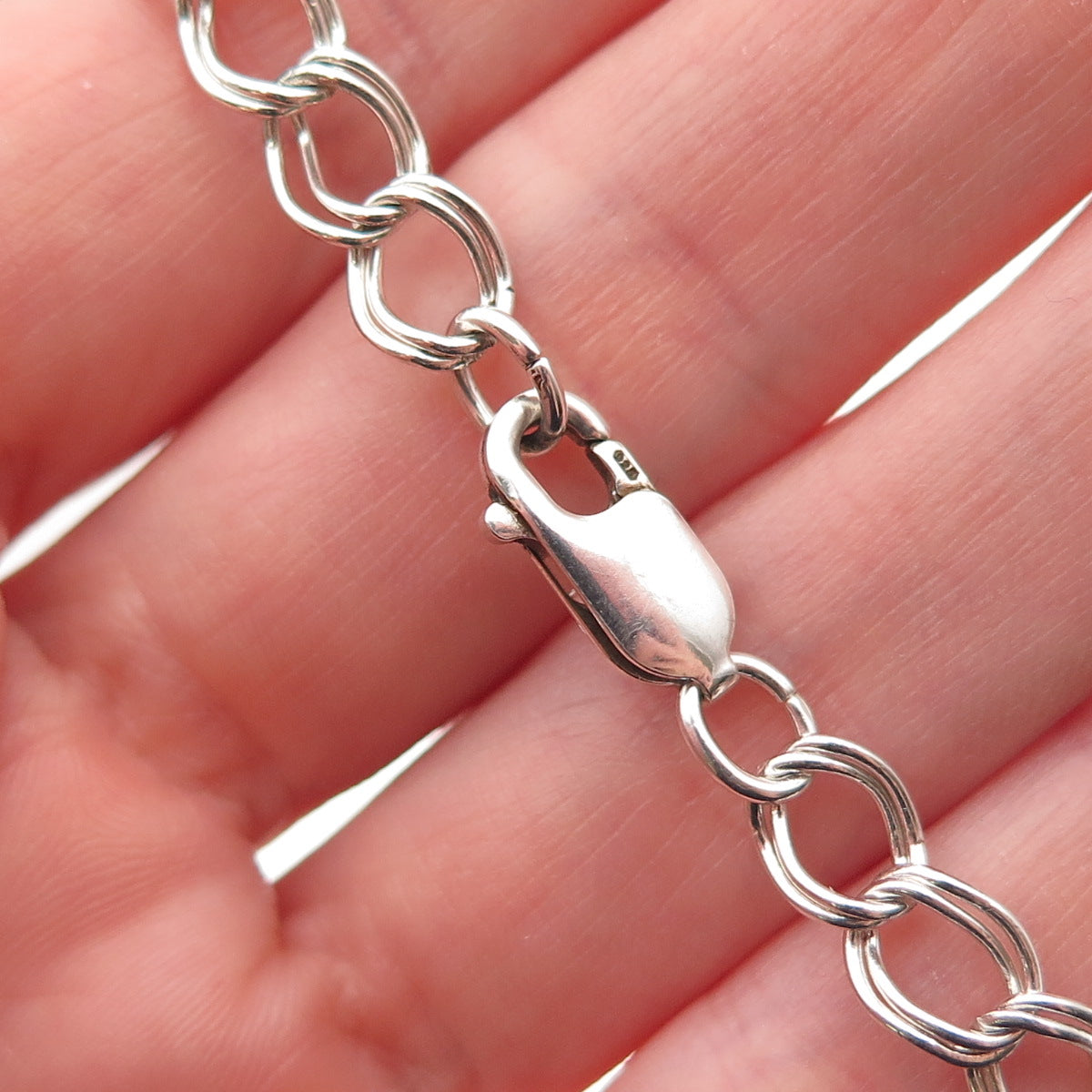 925 Sterling Silver Vintage Double Curb Link Bracelet 7.25"