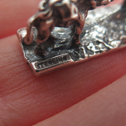 925 Sterling Silver Vintage Gold Miner with Donkey Oxidized 3D Pendant