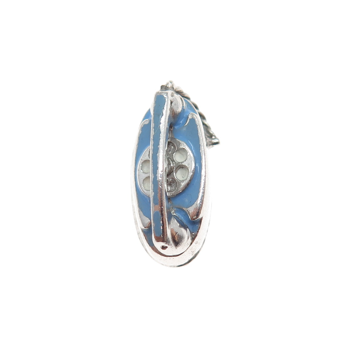 WELLS 925 Sterling Silver Vintage Enamel Retro Phone Mini 3D Charm Pendant