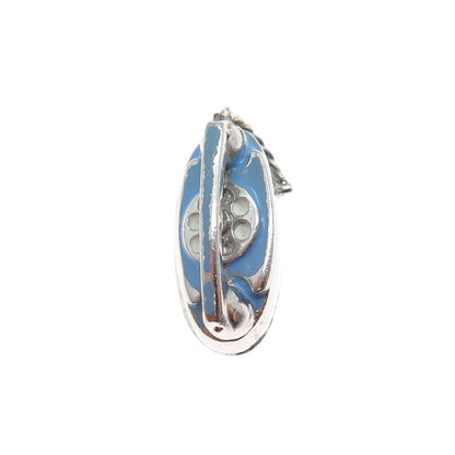 WELLS 925 Sterling Silver Vintage Enamel Retro Phone Mini 3D Charm Pendant