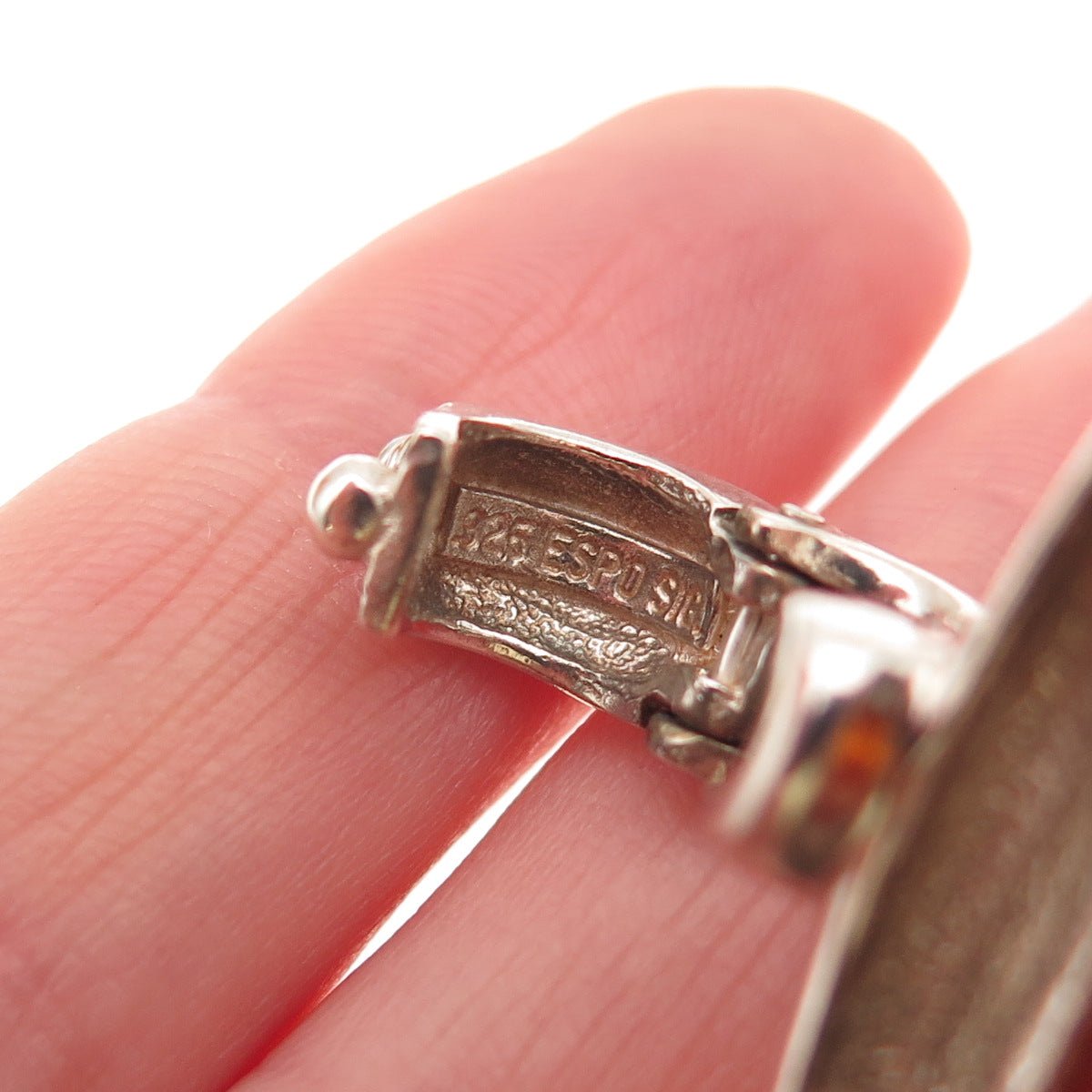 ESPO Joseph Esposito 925 Sterling Silver Vintage Real Amber Charm Pendant