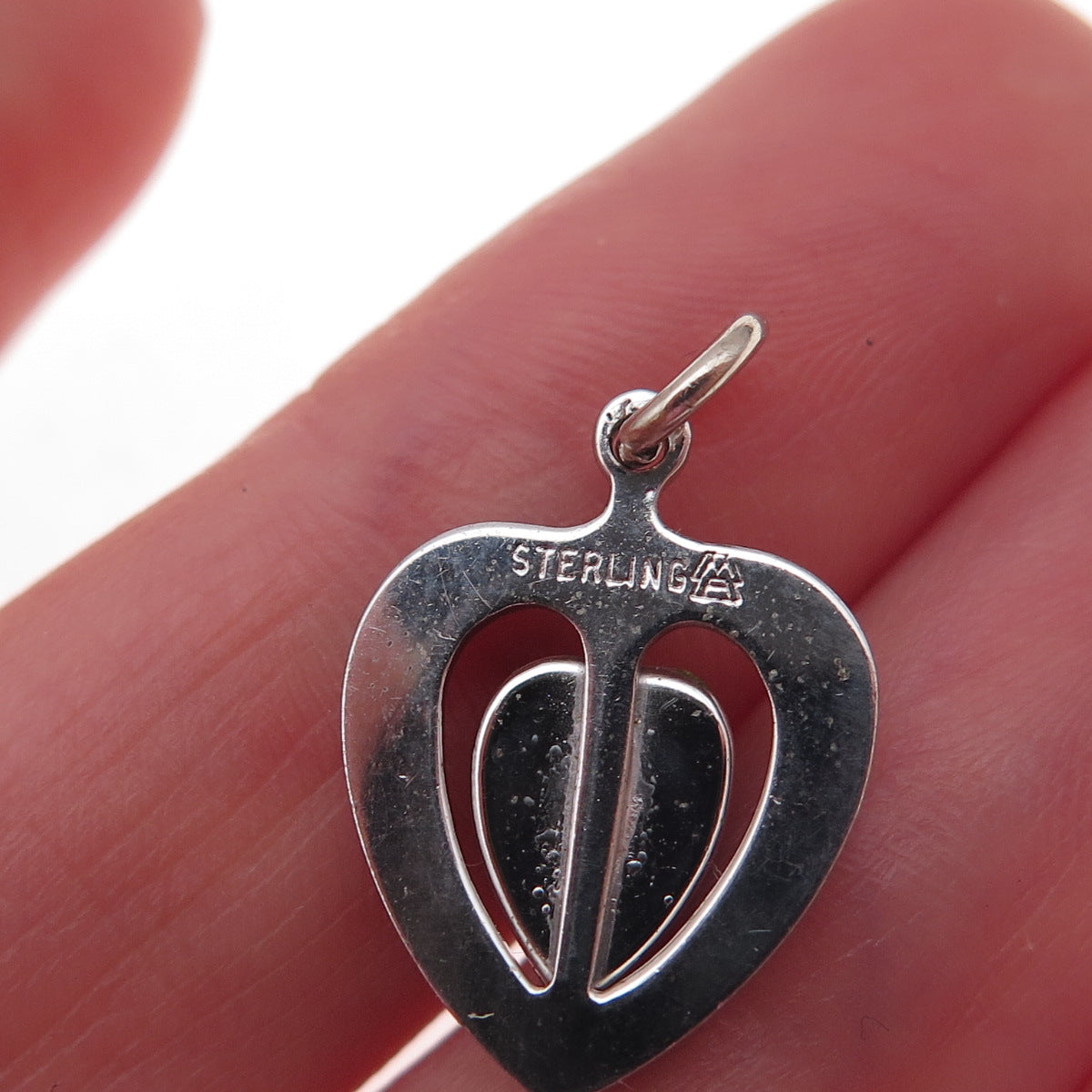 925 Sterling Silver Antique Art Deco Real Black Onyx Heart Charm Pendant