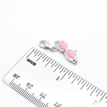 925 Sterling Silver Pink Enamel Sunglasses Charm Pendant