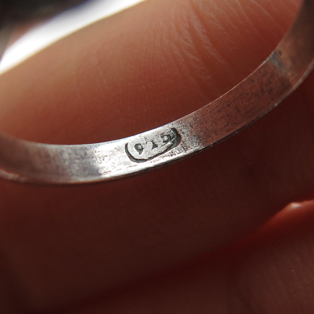 925 Sterling Silver Vintage Real Moonstone Oxidized Ring Size 5