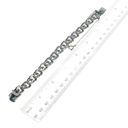 830S Silver Vintage Sweden Oxidized Bismark Link Bracelet 6.5"