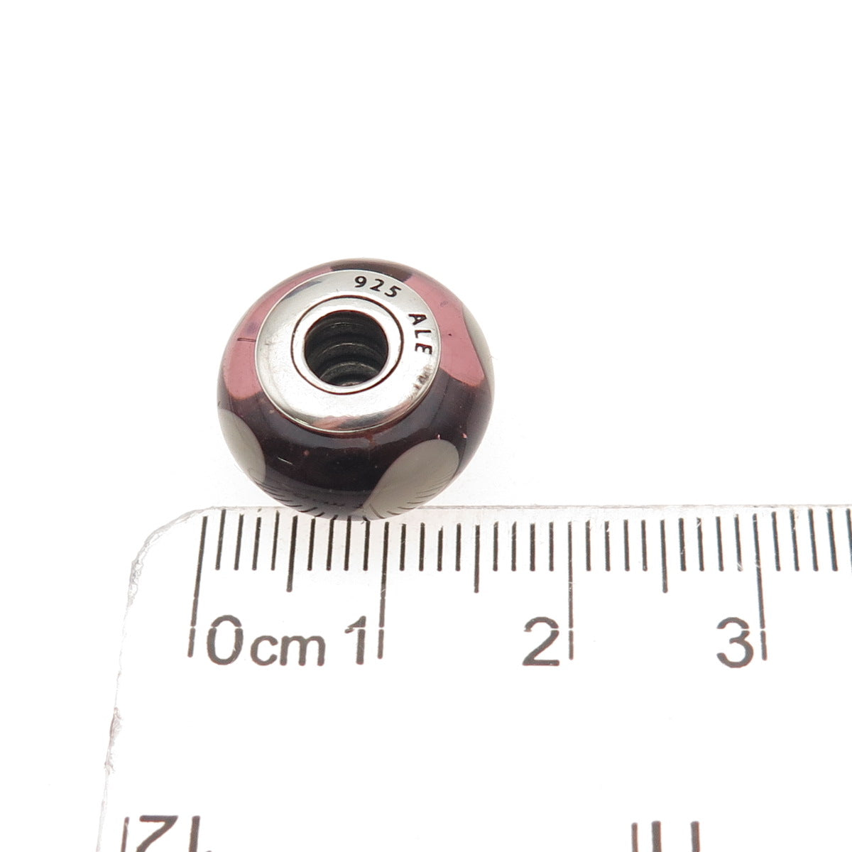 Pandora 925 Sterling Silver Murano Glass Heart Slide Bead Charm