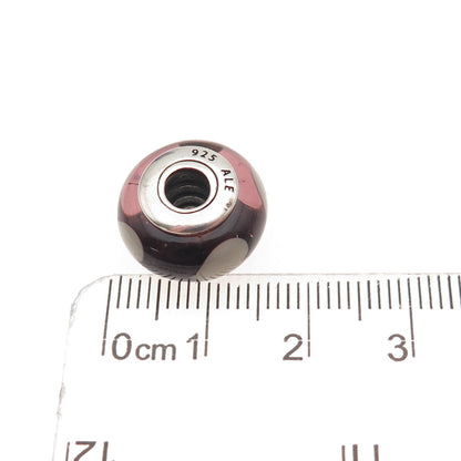 Pandora 925 Sterling Silver Murano Glass Heart Slide Bead Charm