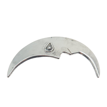 925 Sterling Silver Vintage Mexico Man in The Moon Crescent Pin Brooch