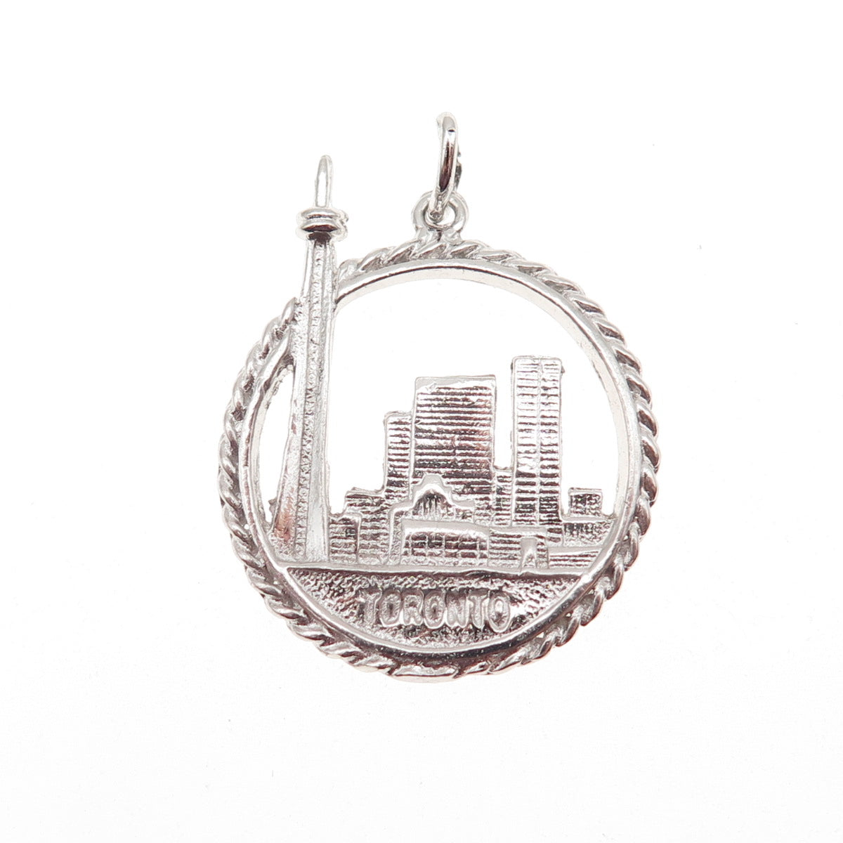 925 Sterling Silver Vintage Toronto Skyline Charm Pendant