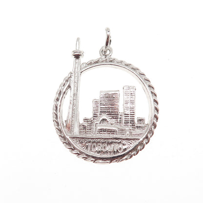 925 Sterling Silver Vintage Toronto Skyline Charm Pendant