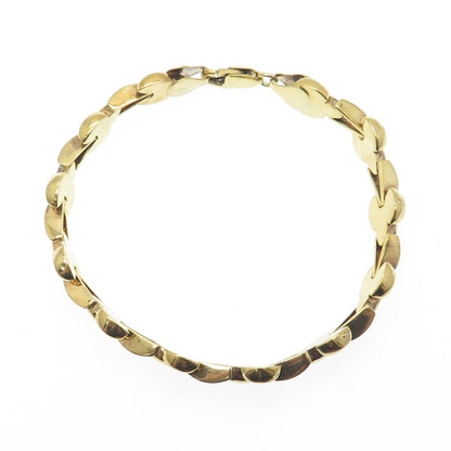 925 Sterling Silver Gold Plated Italy Marquise-Shaped Link Bracelet 7"