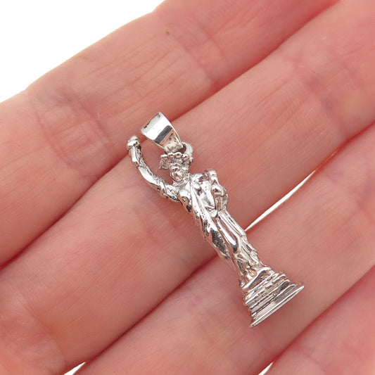 925 Sterling Silver Vintage Statue of Liberty 3D Charm Pendant