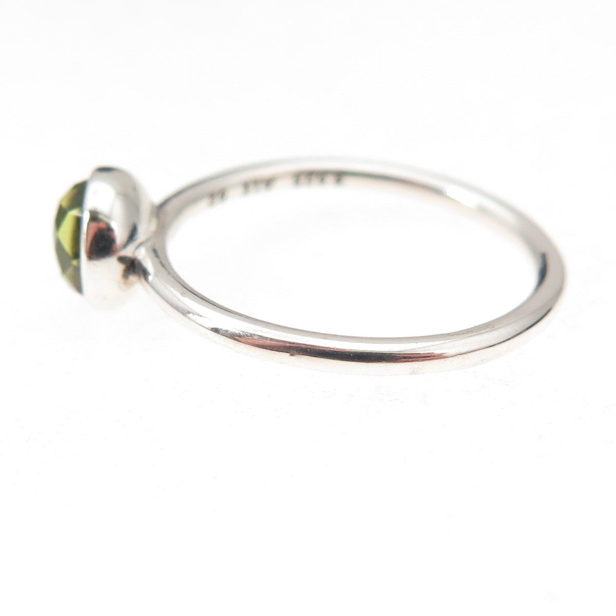 Pandora 925 Sterling Silver Real Peridot August Birthstone Droplet Ring Size 6