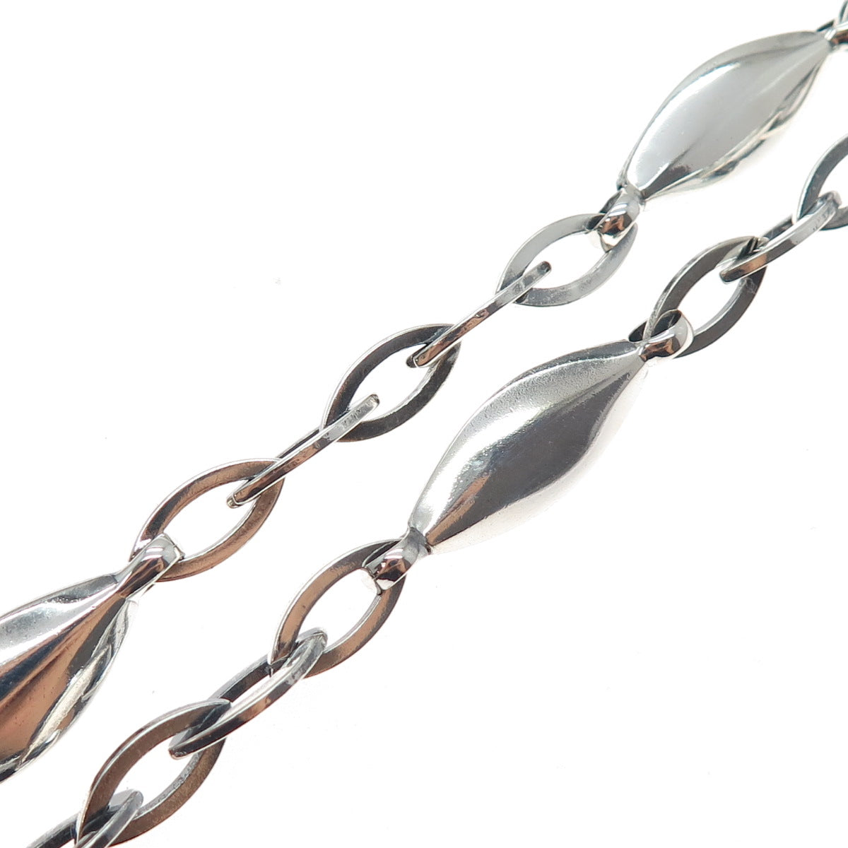 925 Sterling Silver Vintage Italy Modernist Chain Oxidized Necklace 16"