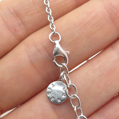 TI SENTO 925 Sterling Silver Roman Glass & C Z Cable Chain Necklace 16-18"