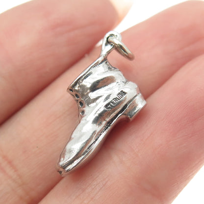 925 Sterling Silver Vintage Boot Shoe 3D Charm Pendant