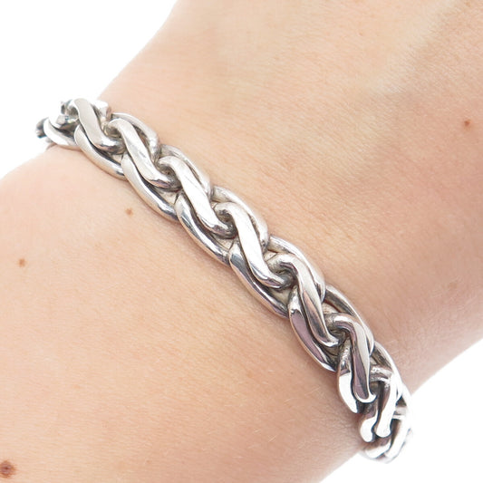 925 Sterling Silver Vintage Braided Link Bracelet 7"