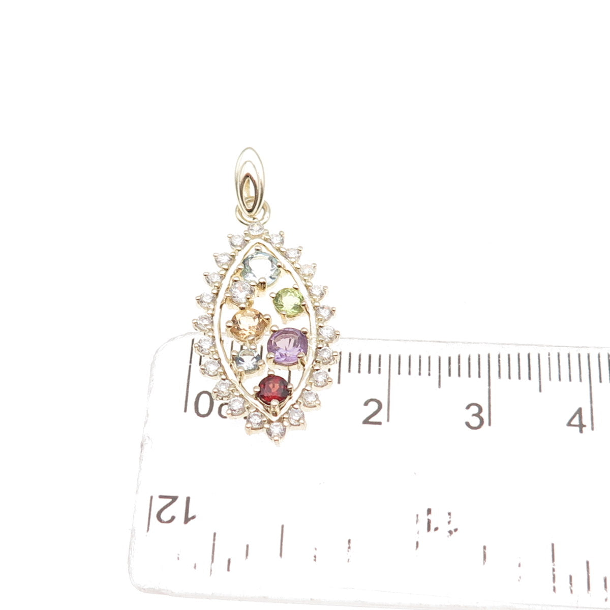 Ross Simons Sterling Gold Plated Topaz Amethyst Peridot Citrine & Garnet Pendant